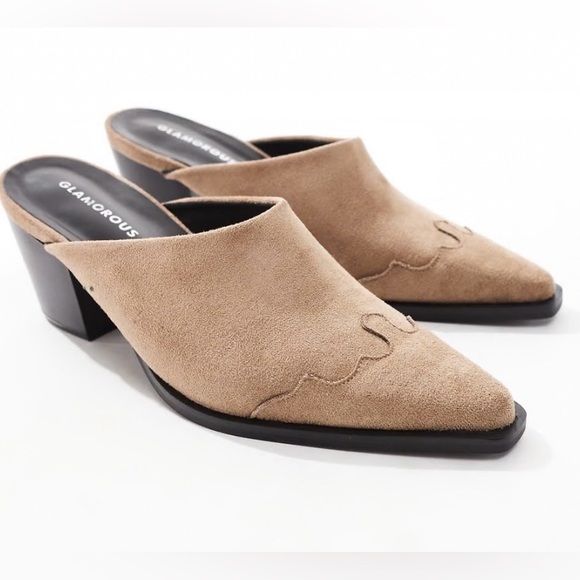 Glamorous Shoes - Glamorous Taupe Pointed Mule Heels Size 8